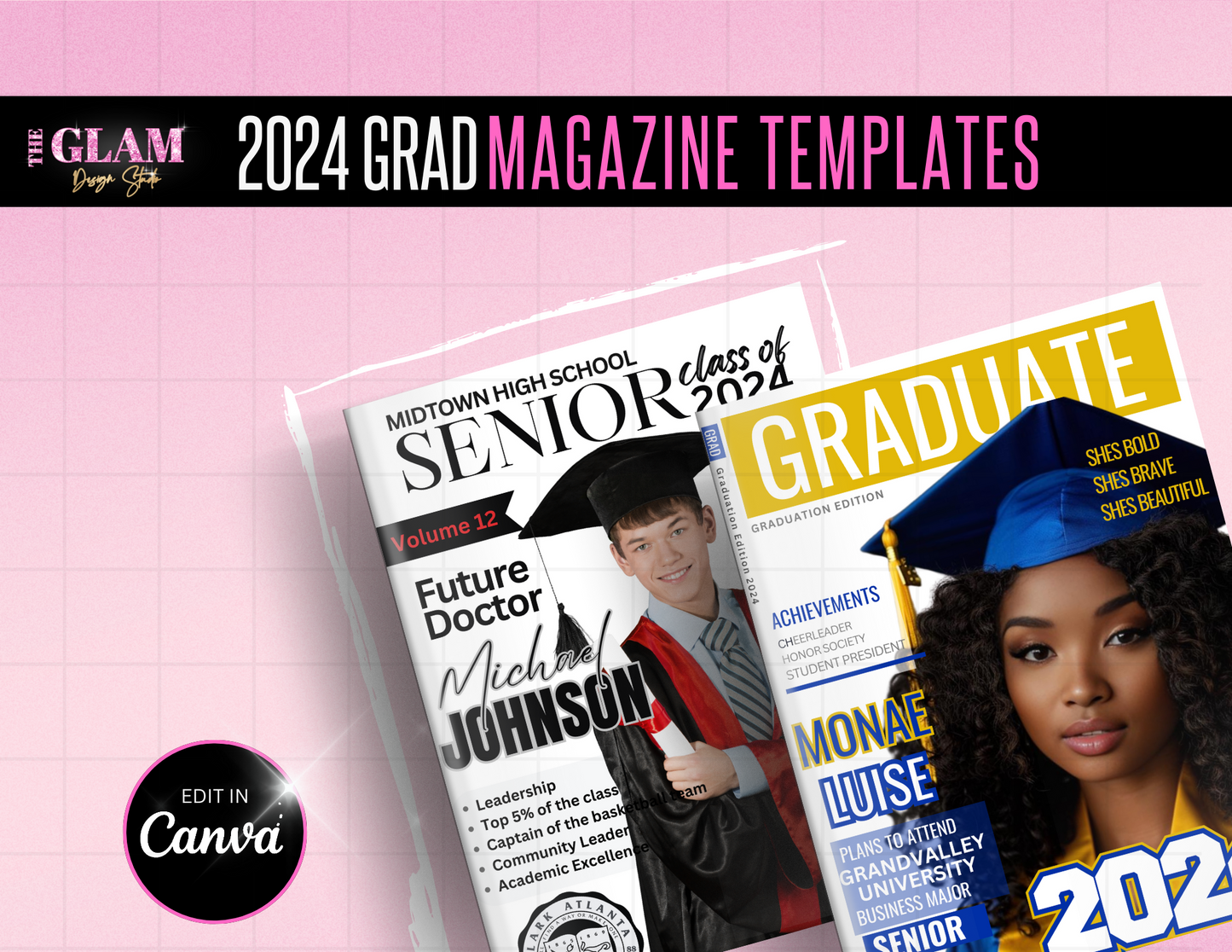 2025 Graduation Magazine Editable Template Bundle Digital File