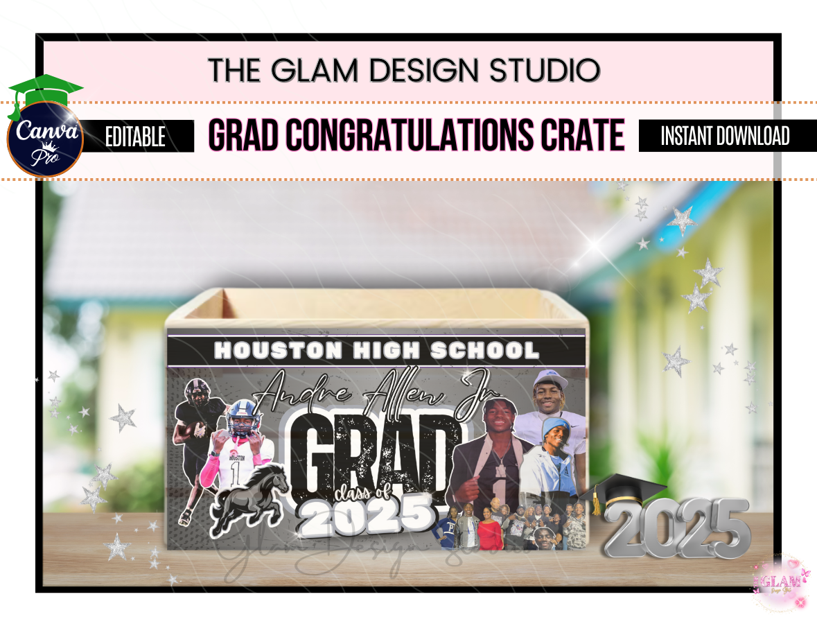Grad Crate Canva Editable Templates (Video Tutorial included)