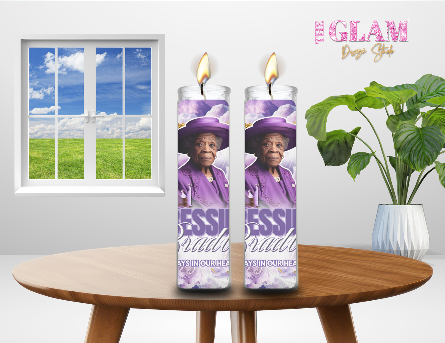 Memorial Tall Glass Custom Candle (Physical Item)
