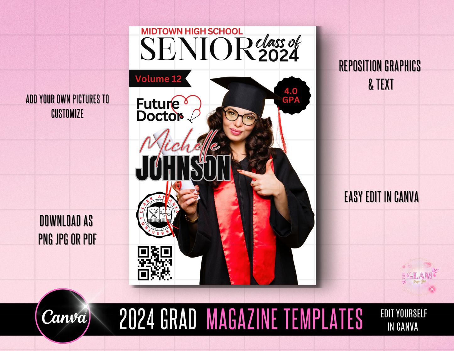2025 Graduation Magazine Editable Template Bundle Digital File