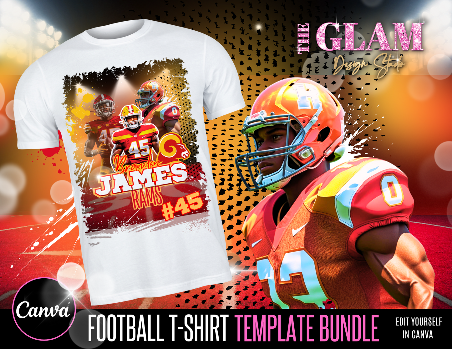 32 Editable Football T-Shirt Canva Templates with Mockup – Sports Shirt Designs for Crafters