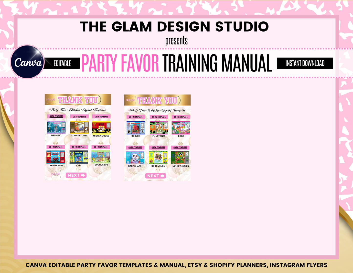 Mega Birthday Party Favor Editable Digital Product Templates & Training Manual