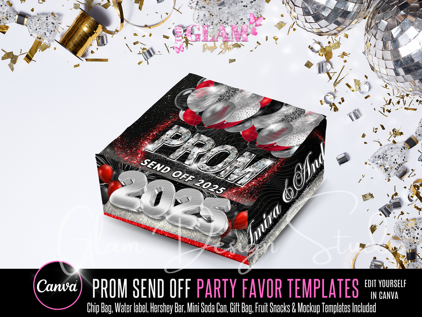 DIY Prom Send Off Party Favor Bundle Editable Canva Templates