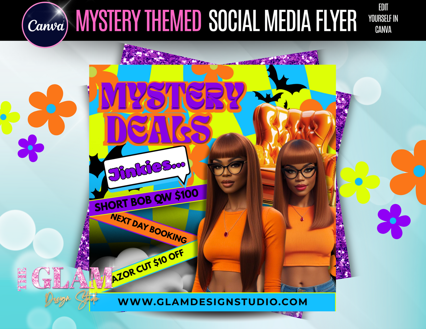 Scooby Inspired Promo Flyer Templates – Editable Canva Bundle for Crafters & DIY Business Owners