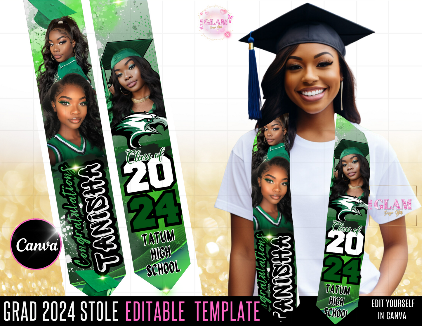 2025 Graduation Stole Editable Template Bundle Digital File