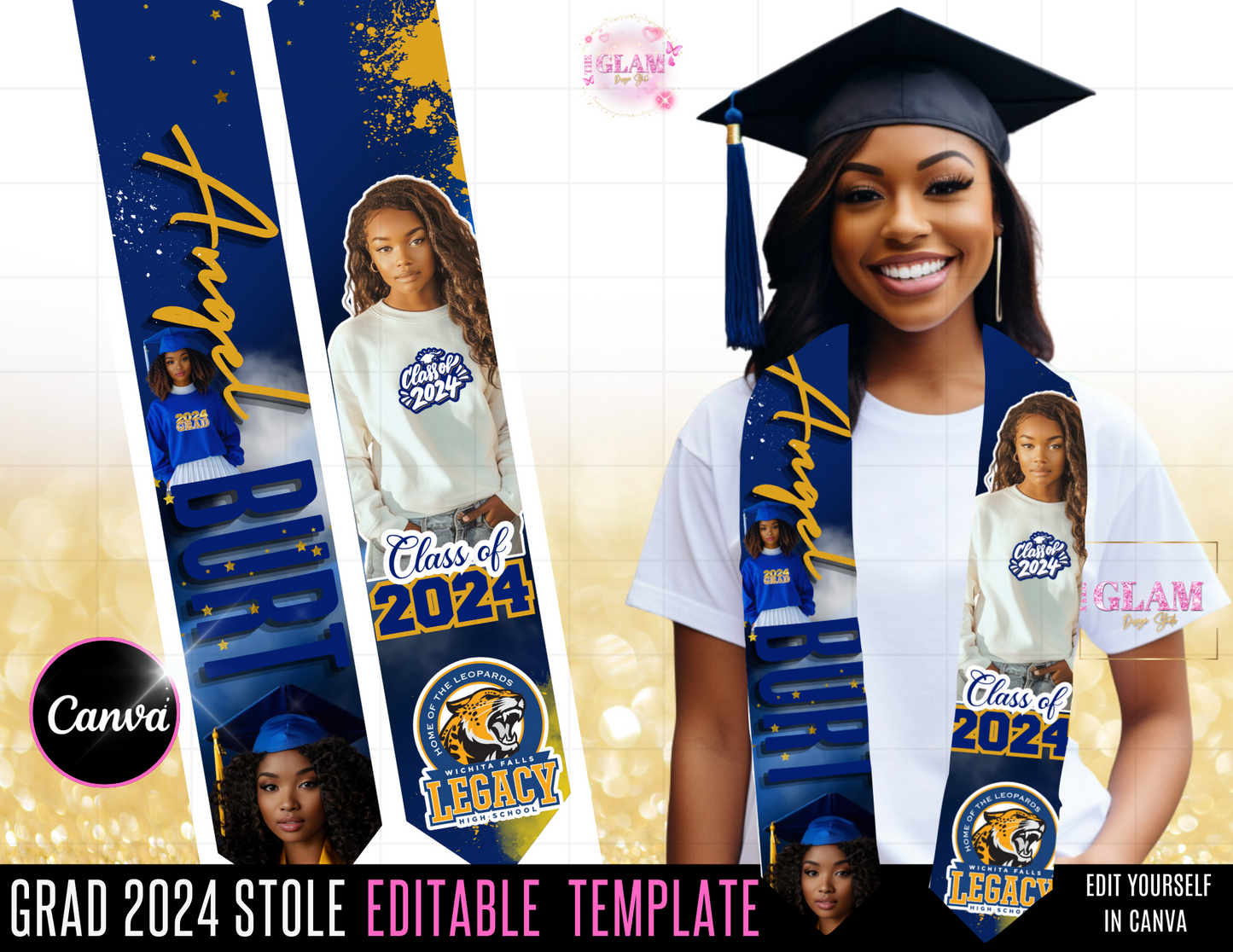 2025 Graduation Stole Editable Template Bundle Digital File