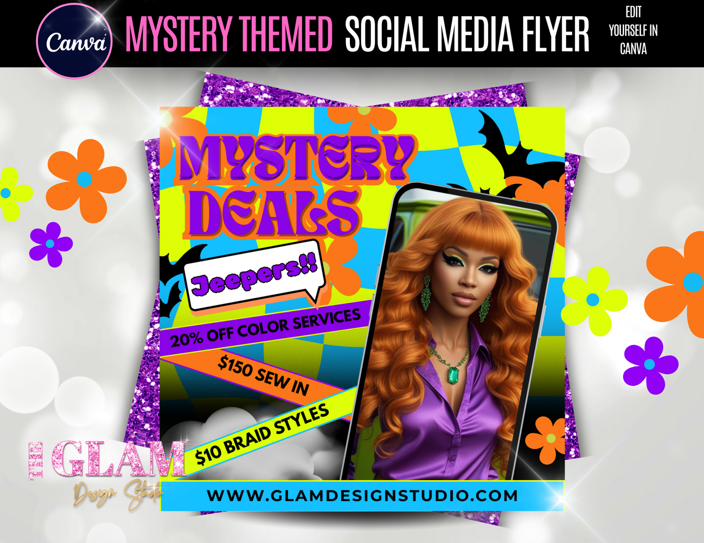 Scooby Inspired Promo Flyer Templates – Editable Canva Bundle for Crafters & DIY Business Owners