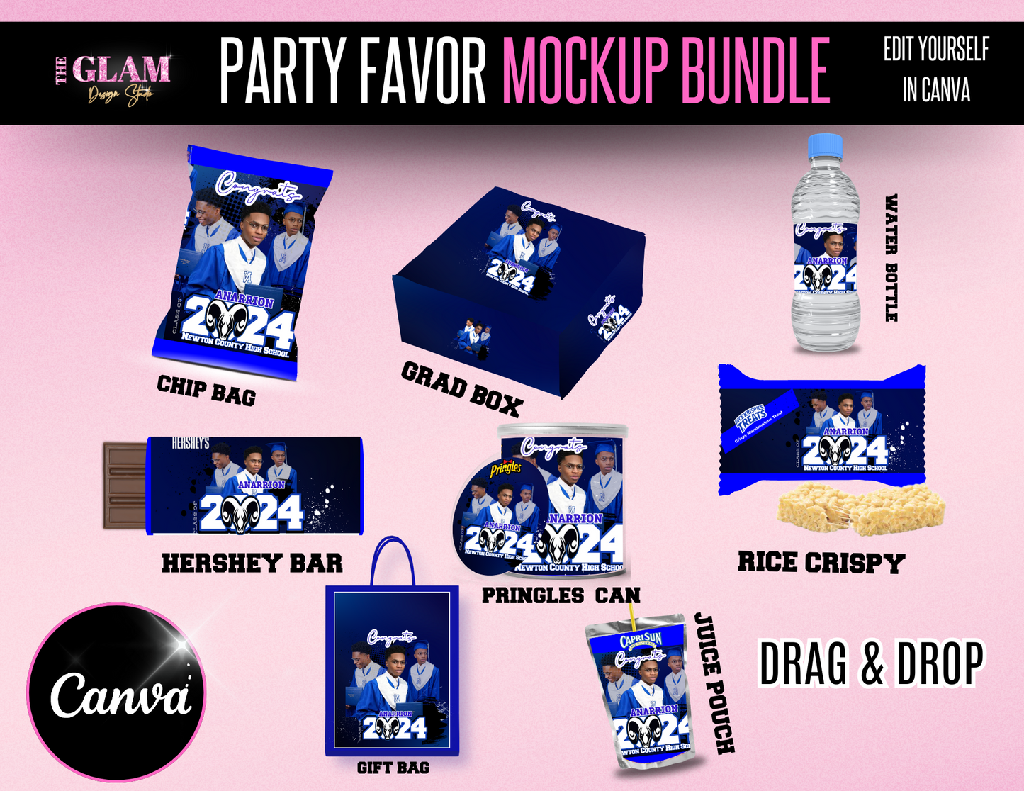2025 Graduation Party Favor Editable Template Bundle Digital File
