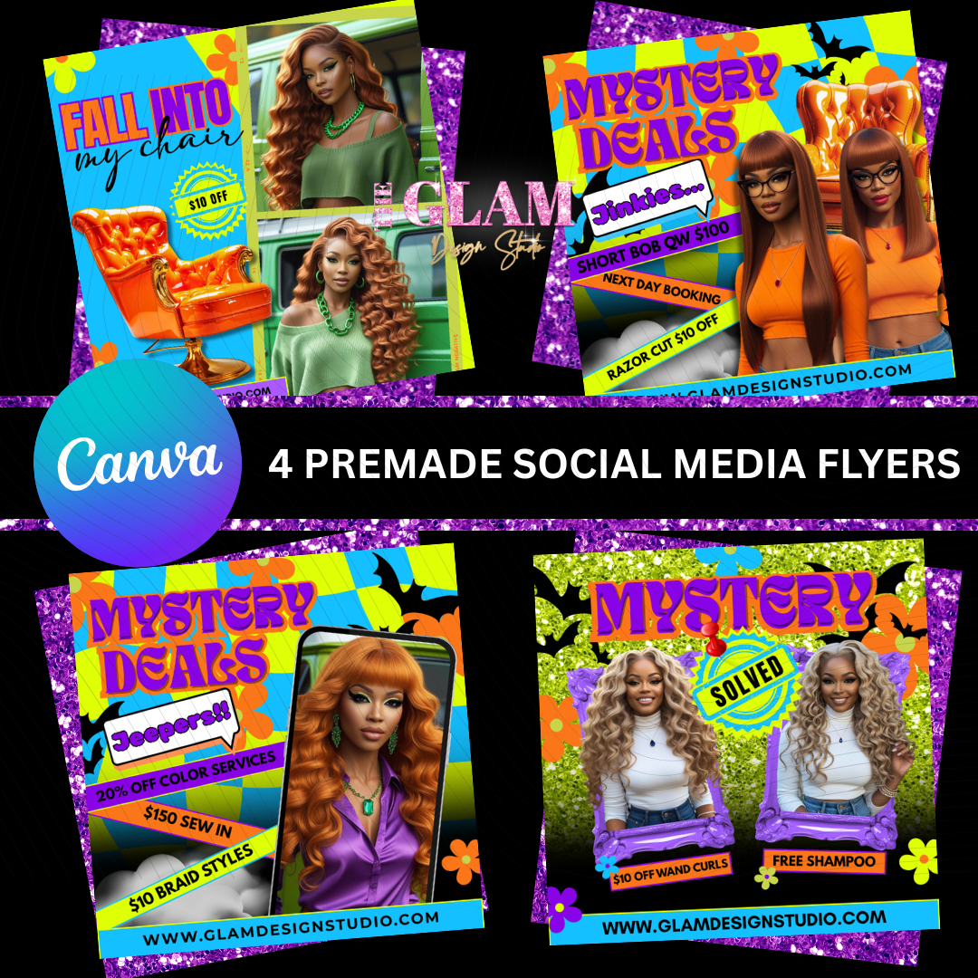 Scooby Inspired Promo Flyer Templates – Editable Canva Bundle for Crafters & DIY Business Owners