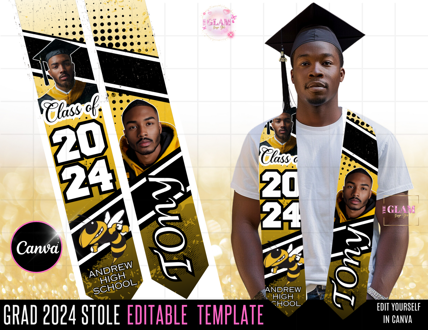 2025 Graduation Stole Editable Template Bundle Digital File