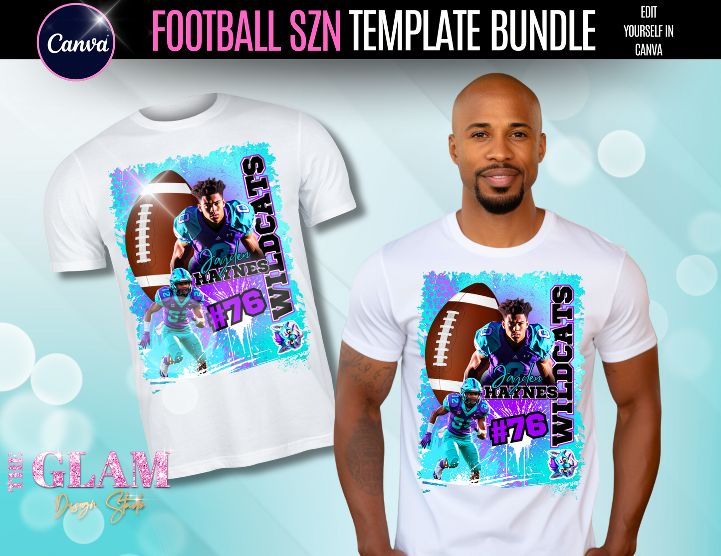Football Superfan Digital Template Bundle | Canva Editable Templates