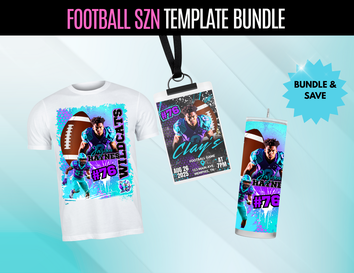 Football Superfan Digital Template Bundle | Canva Editable Templates