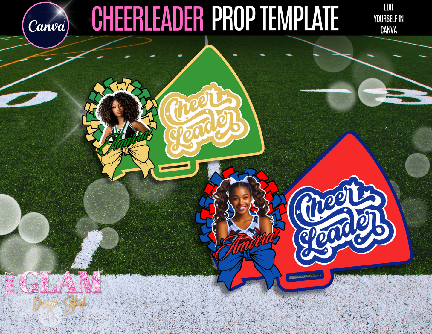 ✨ 2026 Cheerleader Prop Bundle – 6 Colors | Editable Canva Templates for Crafters & Yard Signs