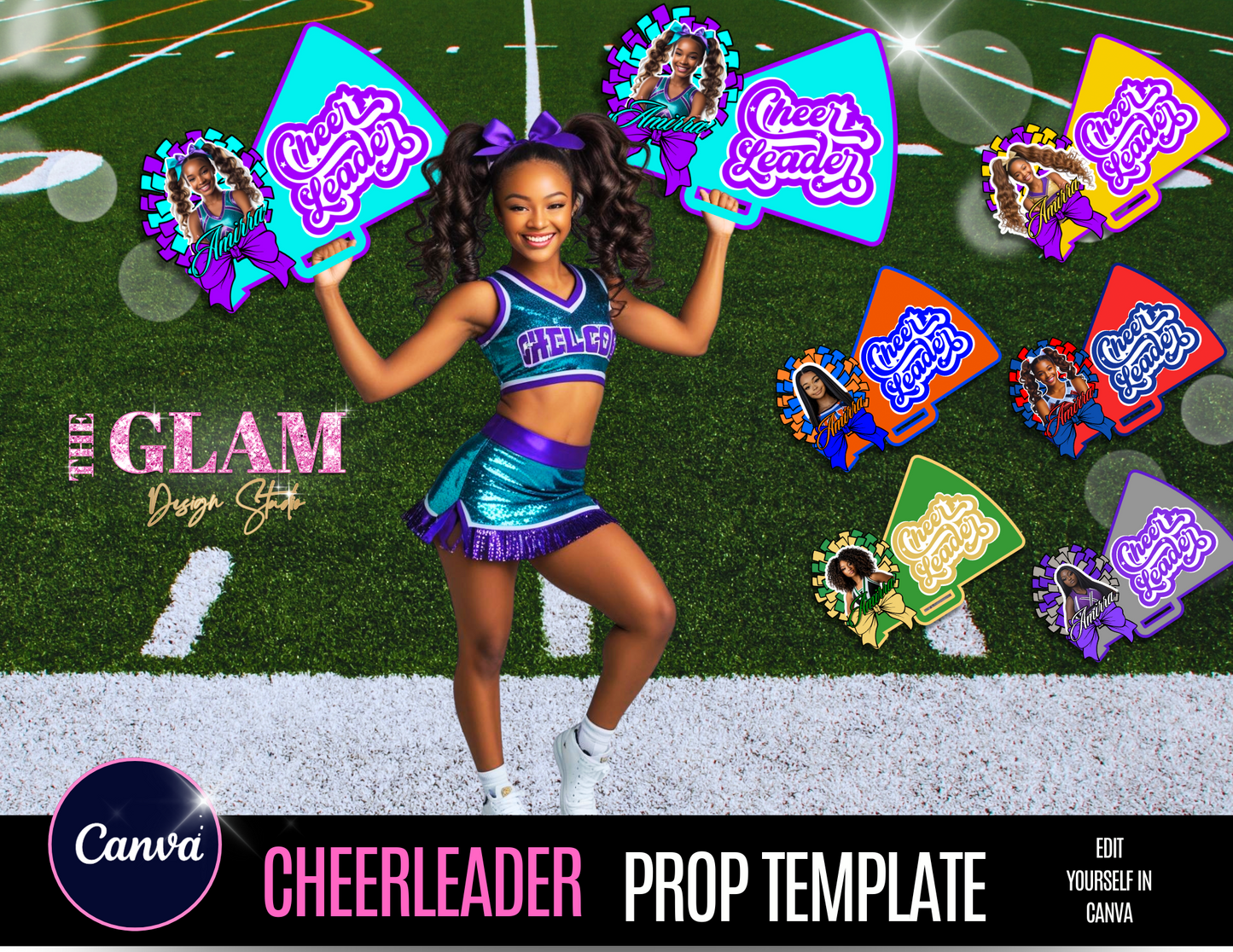 ✨ 2026 Cheerleader Prop Bundle – 6 Colors | Editable Canva Templates for Crafters & Yard Signs