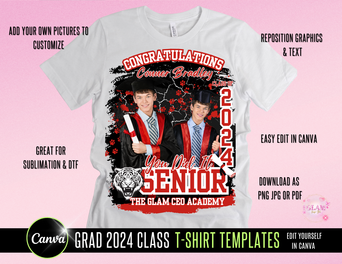 2025 Graduation Editable (15) Mockups for T-Shirts, Stole, Pillows & More