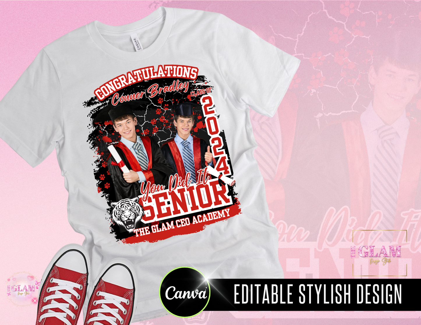 2025 Graduation Editable (15) Mockups for T-Shirts, Stole, Pillows & More