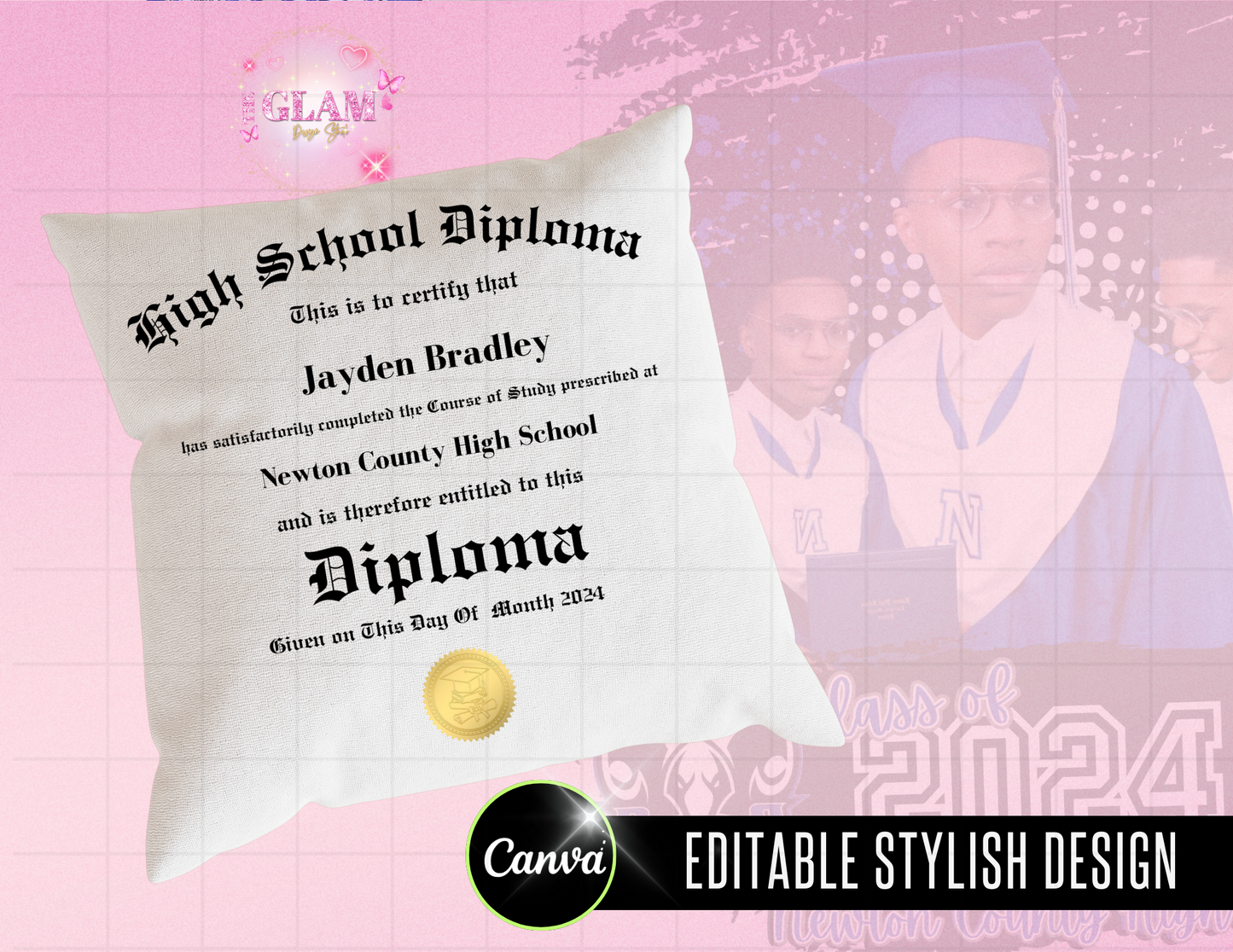 2025 Graduation Editable (15) Mockups for T-Shirts, Stole, Pillows & More
