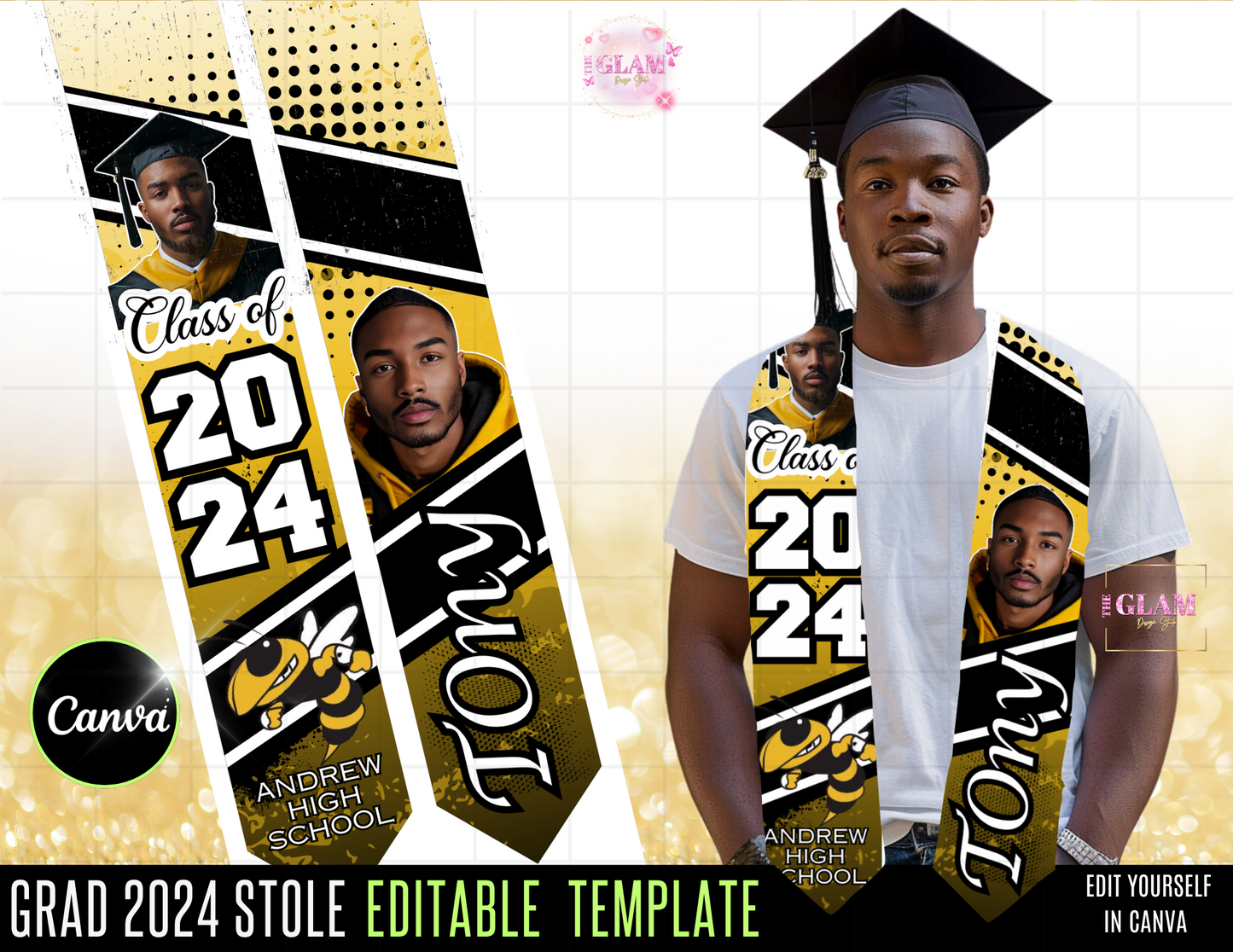 2025 Graduation Editable (15) Mockups for T-Shirts, Stole, Pillows & More