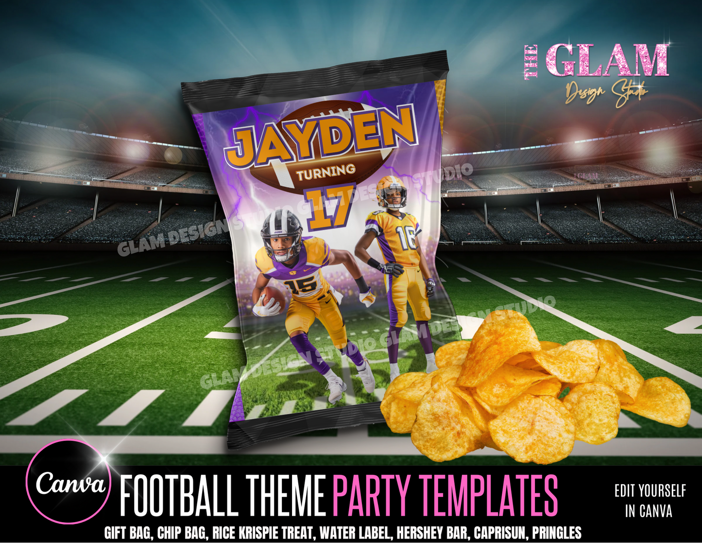 Football Party Favor Template Bundle – Editable Canva Templates for Game Day, Birthday Parties & Tailgates