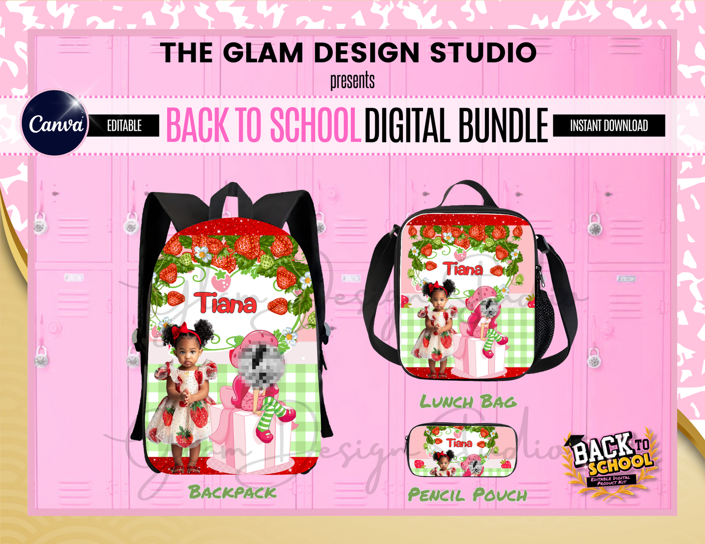 Back to School Editable Digital Design Kit, Bookbag, Backpack, Canva Editable Digital Bundle, Bookbag Pencil Case, Lunch Bag Sublimation Kit