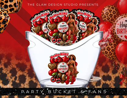 Custom Red Cheetah Birthday Party Favors Templates| Hello Kitty Girl Bundle