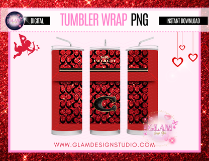 Red Coach Tumbler Wrap Digital PNG