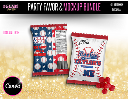 Mega Bundle Baseball Rookie of the Year Birthday Party Theme Digital Product, Canva Theme Editable Templates