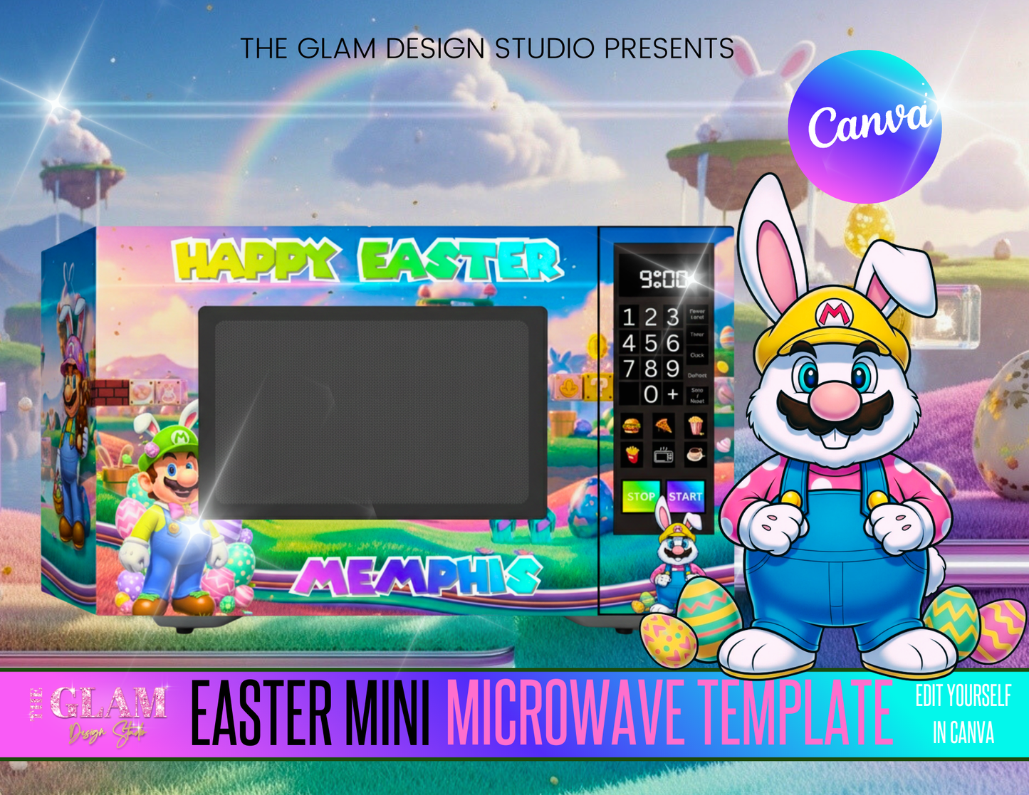 Easter Mini Microwave Template 11x8.5 – Viral Easter Treat Box Canva Editable Digital Download for Crafters