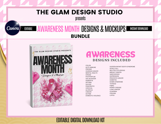 PLR & MRR Included (Digital Product) Canva Editable Awareness Bundle Kit