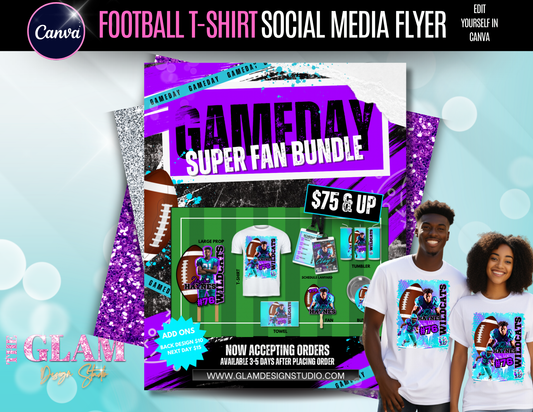 Football Shirt Orders, Social Media Flyer Templates – 3 Color Variations | Canva Pro Editable