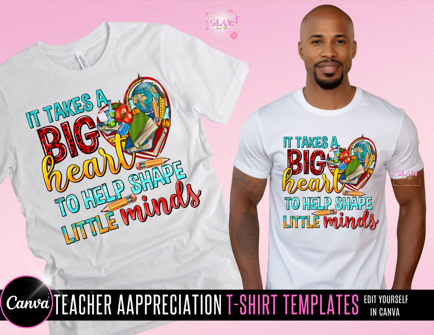 Teacher Appreciation Gifts Editable Canva T-Shirt & Tumbler Templates