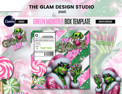 (Digital Product) Girl Baddie Green Monster Box Template