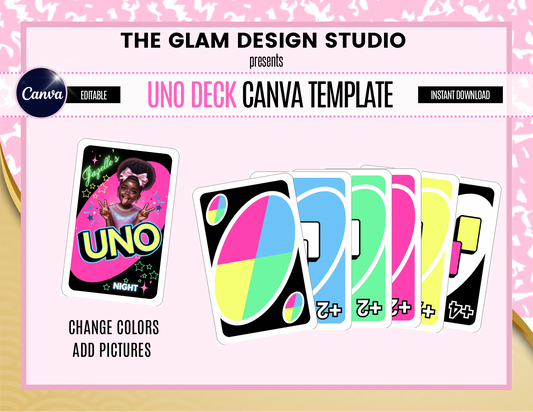 Uno Deck Digital, Canva Editable Templates, 55 Card Templates Included