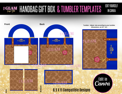 Handbag Gift Box Template Bundle Purse Template, DIY Purse Template, Designer Handbag Gift Box, Canva Template, PNG File, Vending Machine