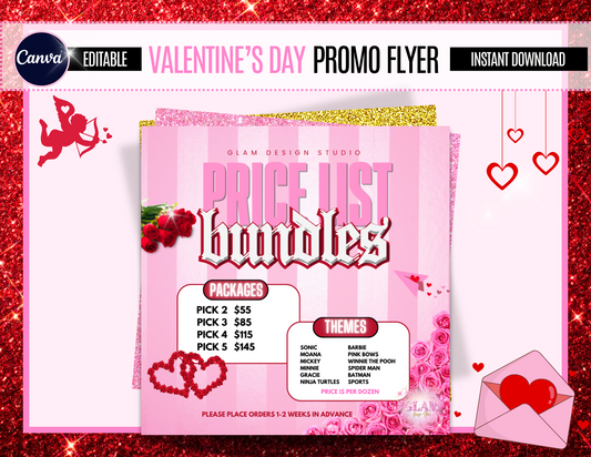 Instagram Promo Flyer 3 Editable Canva Template, Valentines Day