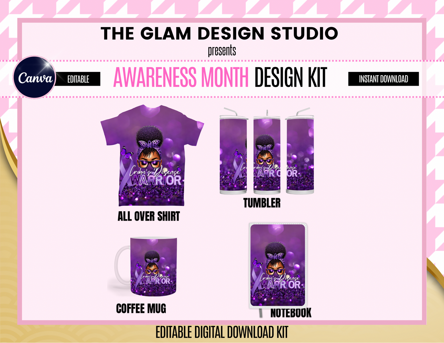 PLR & MRR Included (Digital Product) Canva Editable Awareness Bundle Kit