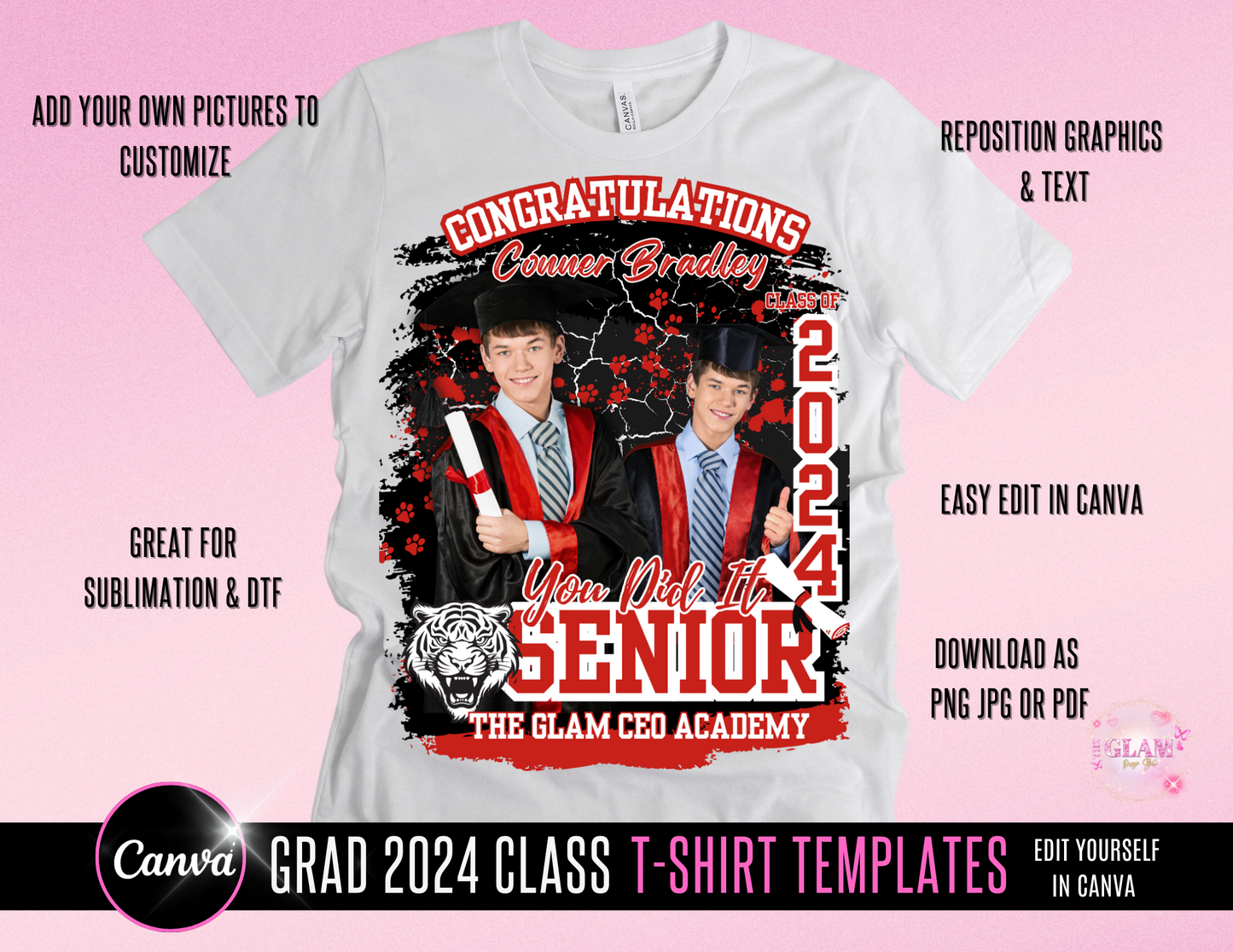 2024 Graduation T-Shirt Editable Templates Digital File