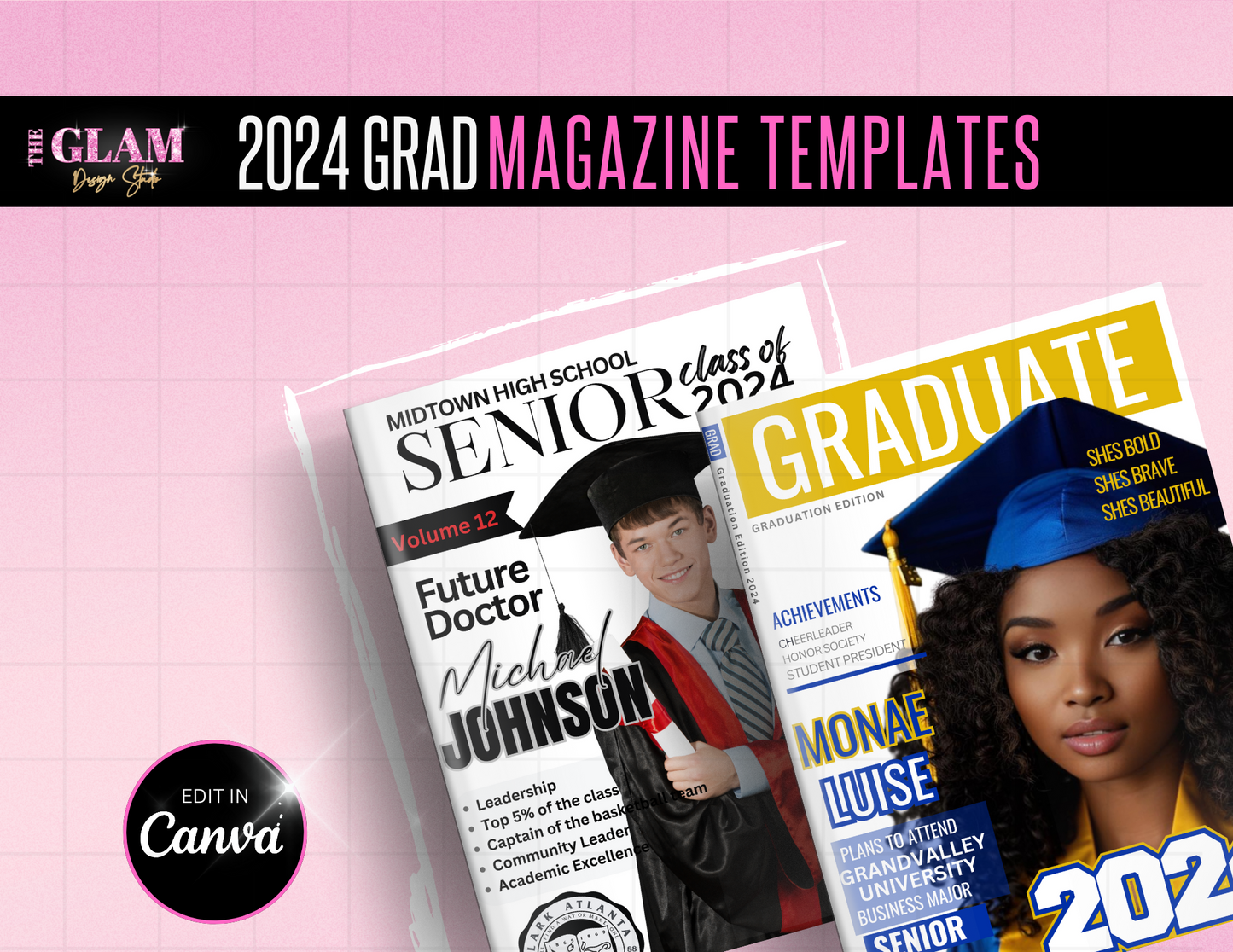 2024 Graduation Magazine Editable Template Bundle Digital File