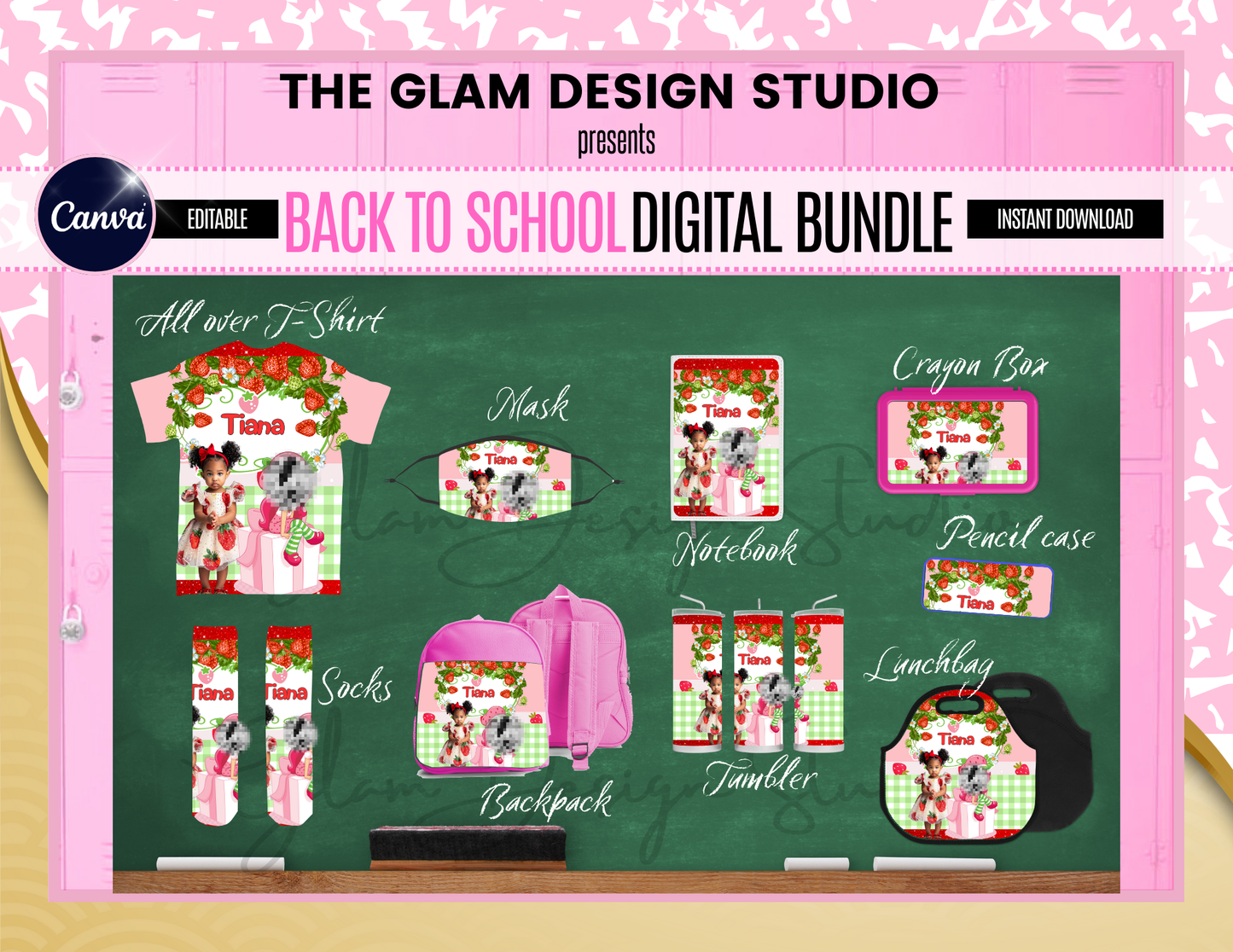 Back to School Editable Digital Design Kit, Bookbag, Backpack, Canva Editable Digital Bundle, Bookbag Pencil Case, Lunch Bag Sublimation Kit