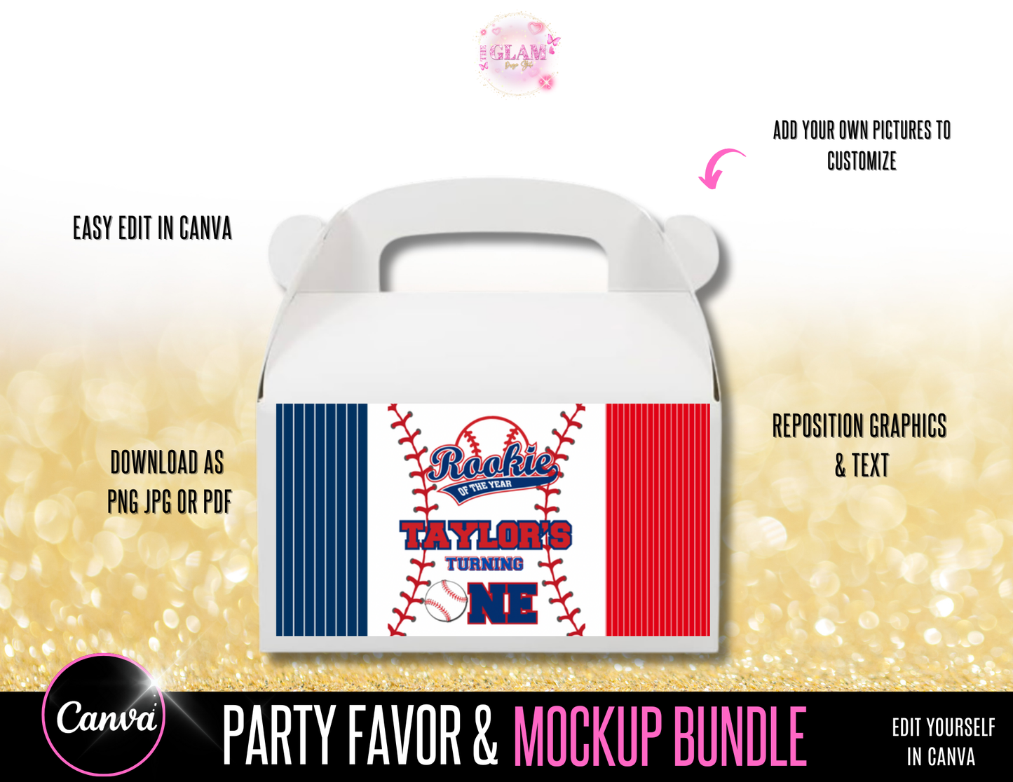 Mega Bundle Baseball Rookie of the Year Birthday Party Theme Digital Product, Canva Theme Editable Templates