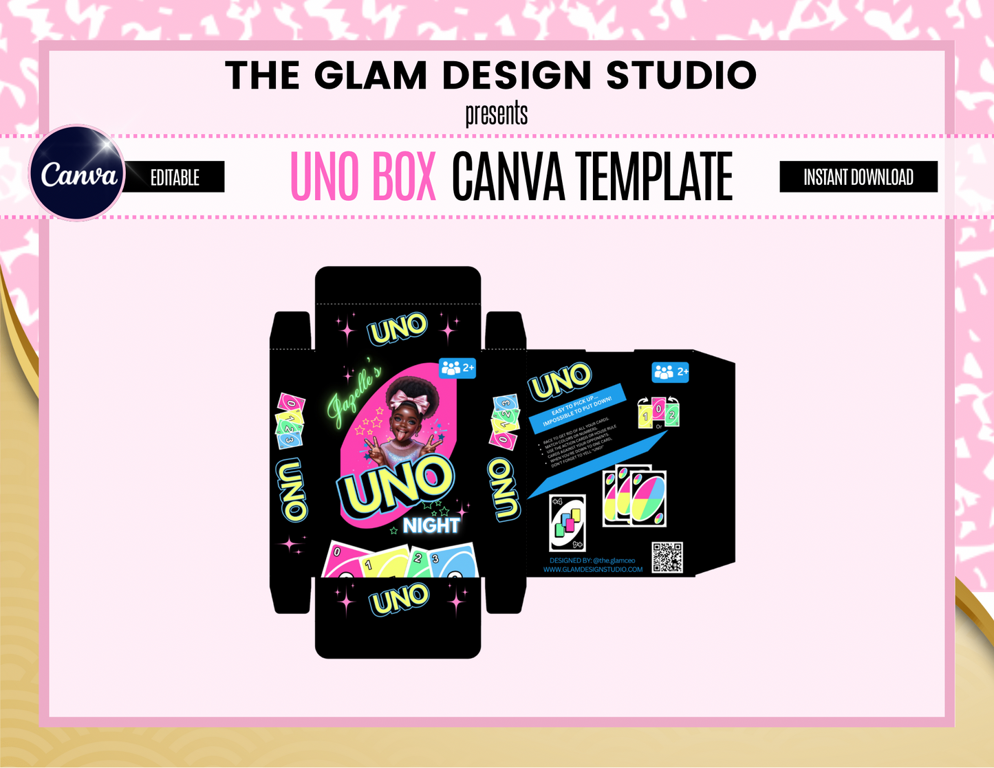 Uno Deck Box Digital, Canva Editable Templates, Deck Box Templates Included