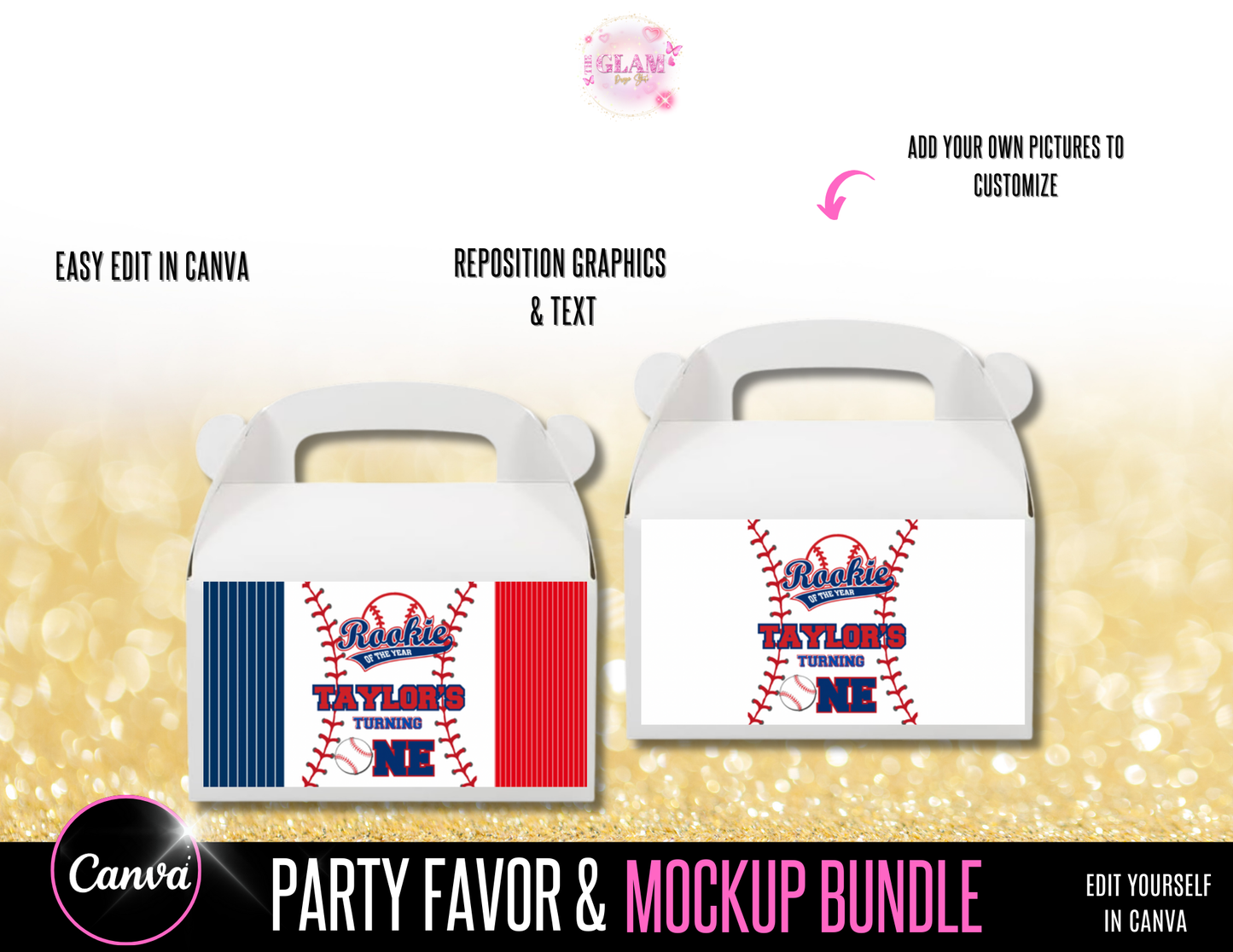 Mega Bundle Baseball Rookie of the Year Birthday Party Theme Digital Product, Canva Theme Editable Templates