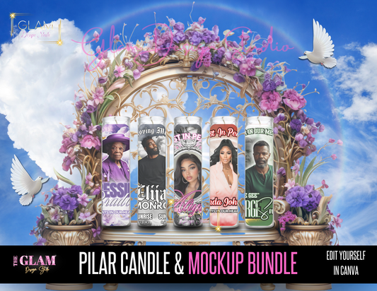 Memorial Pillar Candle & Mockup Canva Editable Templates