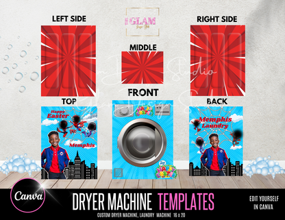 Spidey Easter Dryer Machine Editable Canva Templates (Digital Download)