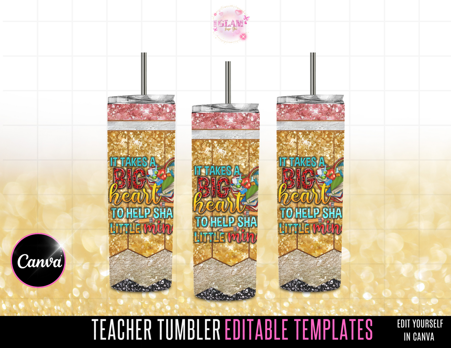 Teacher Appreciation Gifts Editable Canva T-Shirt & Tumbler Templates