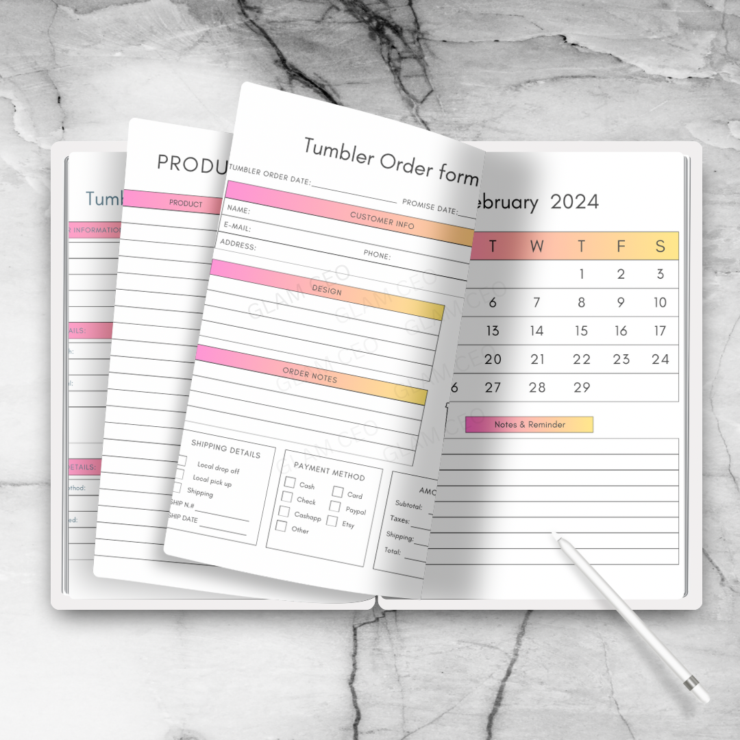 Digital Printable Tumbler Business Planner