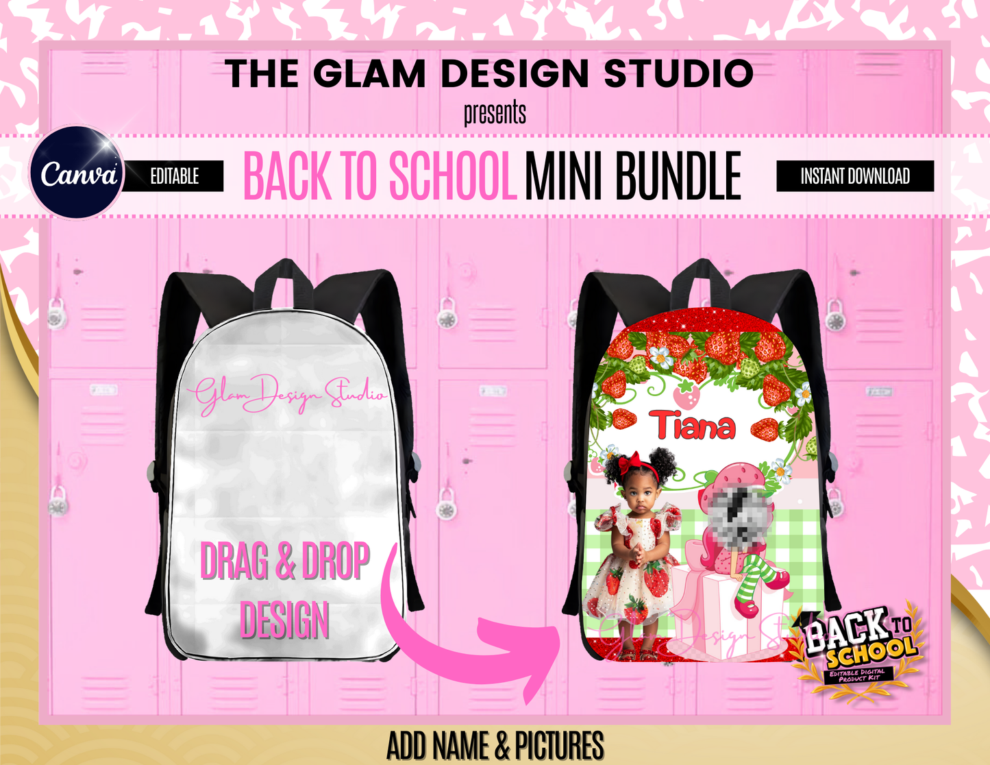 Back to School Editable Digital Design Kit, Bookbag, Backpack, Canva Editable Digital Bundle, Bookbag Pencil Case, Lunch Bag Sublimation Kit