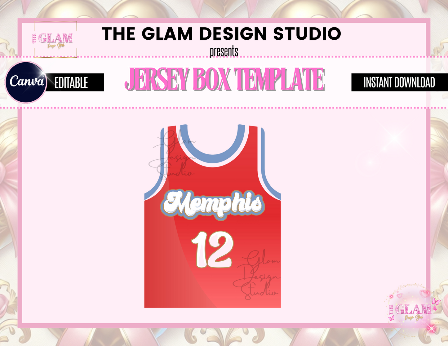 Red Memphis Grizz Basketball Jersey Gift Box Template