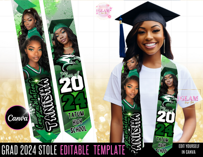 2024 Graduation Stole Editable Template Bundle Digital File