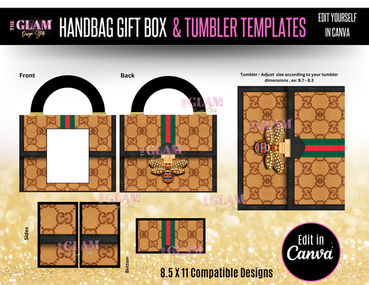 Handbag Gift Box Template Bundle Purse Template, DIY Purse Template, Designer Handbag Gift Box, Canva Template, PNG File, Vending Machine